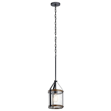 Kichler Barrington Distressed Black And Wood Rustic Seeded Glass Cylinder Pendant Light In The Pendant Lighting Department At Lowes Com