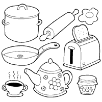 What S Cooking Coloring Pages Surfnetkids Coloring Pages Paper Dolls Kitchen Items