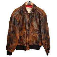 Vtg Great American Pilot Distressed B 17 Flight Leather Jacket Brown Sz M Gap Greatamericanpilot Bomber Cuero