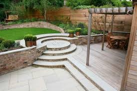 Terrasse Mit Stufen Zum Garten Und Innenhof Stilvolle Beispiele Und Bilder In 2020 Kleiner Garten Landschaftsbau Landschaftsbau Fur Kleinen Hinterhof Moderner Garten