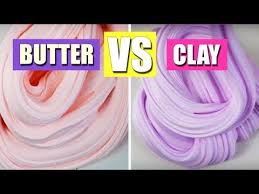 How To Make Clay Slime Vs How To Make Butter Slime No Borax Youtube Bubbly Slime Bubblegum Slime Butter Slime Recipe