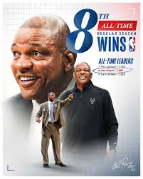 Doc Rivers is now 8th all-time in regular season wins among coaches in NBA  history.