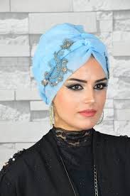 Bebe Mavi Hayal Tul Nakisli Bone Guzellik Basortusu Modasi Turbanlar