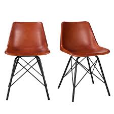 retro dining chairs in tan leather