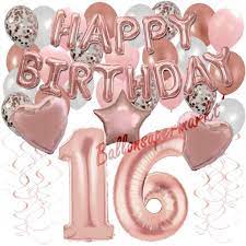 Der nächste geburtstag steht vor der tür und ihr wisst noch nicht, was ihr verschenken sollt?. Happy Birthday Dream Rose Gold Geburtstagsdeko Set Mit Luftballons Zum 16 Geburtstag 42 Teilig