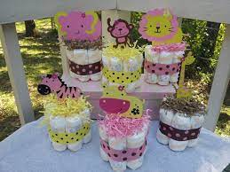 Mini Diaper Cakes Girl Baby Shower Centerpieces Baby Shower Themes Baby Shower Centerpieces
