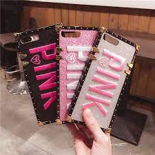 luxury girls bling glitter square 3d embroidery case cover for iphone 11 pro max xr xs 8 6s for samsung note 10 plus s8 s9 plus fitted cases pink phone cases pink