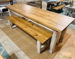 Long Pub Style Farmhouse Table Set With Stools And Tall Etsy In 2020 Farmhouse Table With Bench Rustic Farmhouse Table Wooden Dining Table Designs