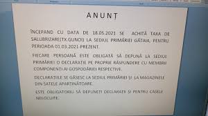 1 articole cu tagul taxa de salubritate. Primaria Gataia Posts Facebook