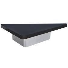 Product title furniturer stacking side table set of 3, nesting triangle end coffee tables, vintage brown. Large Space Age Mid Century Modern Triangular Steel Black Laminate Coffee Table For Sale At 1stdibs