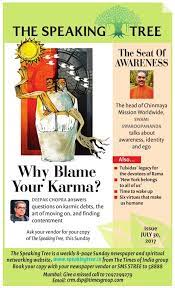 The Speaking Tree Weekly 8th Page Sunday Newspaper Why Blame Your Karma Ad Advert Gallery