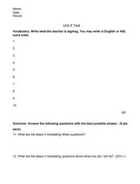 † read each question carefully and choose the best answer. Signing Naturally Unit 5 Final Test And Answer Key By I Think I Can Pah