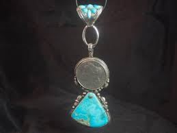 Turquoise and Lady Liberty Pendant by Calvin Nelson 15x5.4cm Including  Bail, Native American, First Nations, Southwest, Indian Jewelry