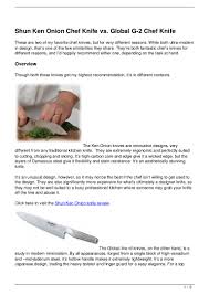 Maybe you would like to learn more about one of these? Shun Ken Onion Chef Knife Vs Global G 2 Chef Knife