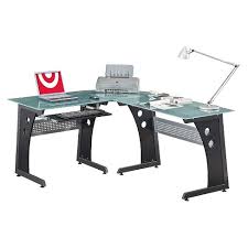 A glass table computer will look very nice when it is in a room with lots of glass, such as rooms with large windows. Large L Shape Desk With Frosted Glass Techni Mobili Target