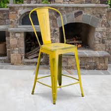 Indian crafts distress yellow & sea blue furniture & decoration. Distressed Yellow Metal Stool Et 3534 24 Yl Gg Restaurantfurniture4less Com