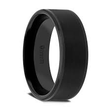 Tungsten carbide rings pros and cons: Thorsten Vulcan Tungsten Rings For Men Carbide Comfort Fit Flat Black Matte Brushed Finish Polished Edges Overstock 16567188