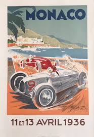 1930 monaco grand prix poster. Original Vintage Poster Monaco Grand Prix Racing Geo Ham Formula1