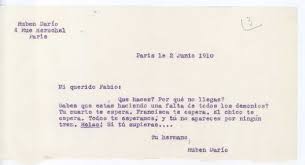 Carta] 1910 jun. 2, Paris, Francia [a] Fabio Fiallo [manuscrito] Rubén  Darío.