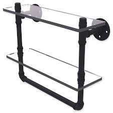Poshmark makes shopping fun, affordable & easy! Allied Brass Pipeline Double Glass Shelf With Towel Bar In Matte Black Bed Bath Beyond