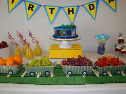 Simple Birthday Theme Ideas For Boy Choo Choo Julian Is Three Catchmyparty Com Thomas The Train Birthday Party Toddler Birthday Party Thomas Birthday Parties