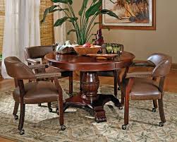Steve Silver Tournament 5 Piece 50 Inch Round Game Table Set In Brown Interior Design Projects Round Dining Table Dining Chairs Dining