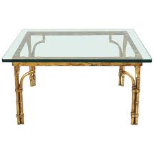 Mcguire organic modern bamboo, rattan, and leather coffee table, 1970s. Italian Gold Gilt Iron And Glass Faux Bamboo Metal Square Coffee Table Vintage For Sale At 1stdibs