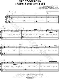 Print And Download Sheet Music For Old Town Road By Lil Nas X Sheet Music Arranged For Easy Piano In C Major Transp Sheet Music Violin Sheet Music Easy Piano