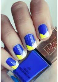 Unas Azul Rey Amarillo Nail Polish Blue Nail Art Neon Nail Polish