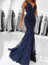Black And Dark Blue Prom Dress Mermaid V Neck Sweep Train Dark Blue Lace Prom Dress With Appliques Blue Lace Prom Dress Prom Dresses Long Lace Mermaid Prom Dresses Lace