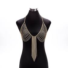 4.5 out of 5 stars. Bra Chain Necklace Tassel Gold Layered Body Chain