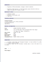 Resume Format For Mba Marketing Fresher