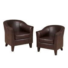 Leather accent chairs go great in front of the fireplace or in the corner of your home or office where you need a place to relax. Set Of 2 Faux Leather Accent Chair In Brown 1860917 Pkg