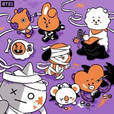 Various types of wallpaper are supported, including 3d and 2d animations, websites, videos and even certain. Happy Halloween With Bt21 Bt21 Rj Tata Koya Shooky Mang Cooky Chimmy Van Bts Chibi Bts Fanart Bt21 Chibi