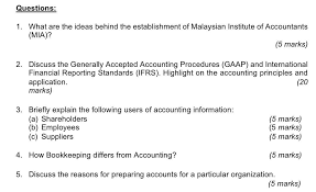 The malaysian institute of accountants (mia) is the national accountancy body of malaysia. Solved Questions 1 What Are The Ideas Behind The Establ Chegg Com