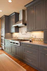 You can buy them in a few different colors or shades to get a better idea of what the walls will look like and how the color will look at various times of the day when the light hits it. Transitional Custom Grey Painted Kitchen Crystal Cabinets