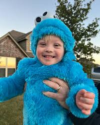 C is for cookie… and candy! 💙🍪 happy Halloween from our little Cookie  Monster! #halloween #cutebaby #downsyndrome #downsyndromeawareness  #toddlerlife #theluckyfew #trickortreat
