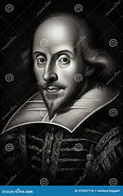 William Shakespeare Engraved Portrait Stock Illustration