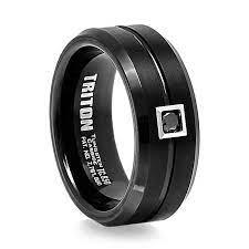 Black Tungsten Black Diamond Ring By Triton Cincin Perkawinan Cincin Kawin Berlian Perhiasan Pria