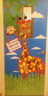 Jungle Giraffe Classroom Door Look Who Was Spotted In The Jungle An Adorable Cla Jungle Theme Classroom Door Decorations Classroom Safari Theme Classroom