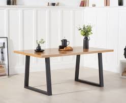 Red oak is a classic wood type that is perfect for a traditional styled home. Ariana 180cm Solid Oak Top Dining Table With Black Squared Metal Legs Designer Sofas4u