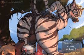 Hyena and Zebra (zackary911), 2 images. Males only porn comics.