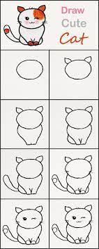 Cats have been beloved by humans as companions for many thousands of years. Cute Drawings How To Draw A Cat Step By Step Diy Tutorial Photo Collage On White Background Simple Cat Drawing Cute Easy Drawings Cat Drawing Tutorial