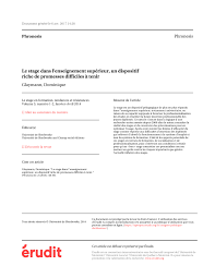 Pdf Le Stage Dans L Enseignement Superieur Un Dispositif Riche De Promesses Difficiles A Tenir