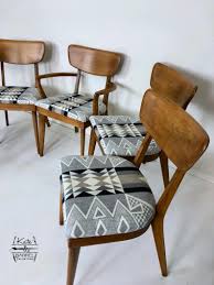 Vintage Set Of Five Heywood Wakefield Chairs With Pendleton Fabric Furniture Dining Chairs Decor