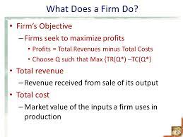 In the short run, firms that seek to maximize their market share will tend to charge a lower price for their products than firms that seek to maximize their profit. Chapter The Costs Of Production 13 What Does A Firm Do Firm S Objective Firms Seek To Maximize Profits Profits Total Revenues Minus Total Costs Ppt Download