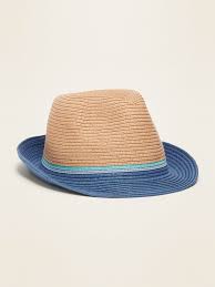 Old Navy Straw Fedora For Toddler Boys Tan Blue Size S In 2021 Straw Fedora Toddler Boys Old Navy