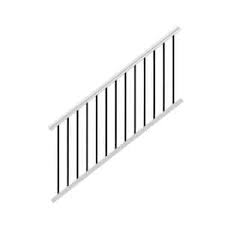 Textured black vertical cable railing. Pegatha Plus Series Black Textured 6 Ft Aluminum Rail Stair Kit H 60050001 The Home Depot In 2021 Metal Balusters Metal Stair Railing White Stairs