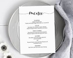 Want a free gorgeous dinner party menu template? Printable Black Menu Template Calligraphy Style Script Etsy Printable Menu Cards Diy Menu Menu Cards