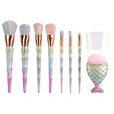 Ucuz 8 Pcs Profesyonel Elmas Firca Iplik Gokkusagi Kolu Mermaid Makyaj Firca Kozmetik Toz Karistirma Puruzsuz Fircalar M Makyaj Fircasi Makyaj Fircalari Makyaj